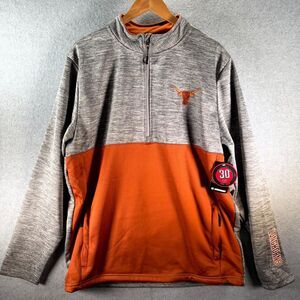 Colosseum Jacket Texas Longhorns‎ Football Men XL Gray Orange Half Zip Mock Neck